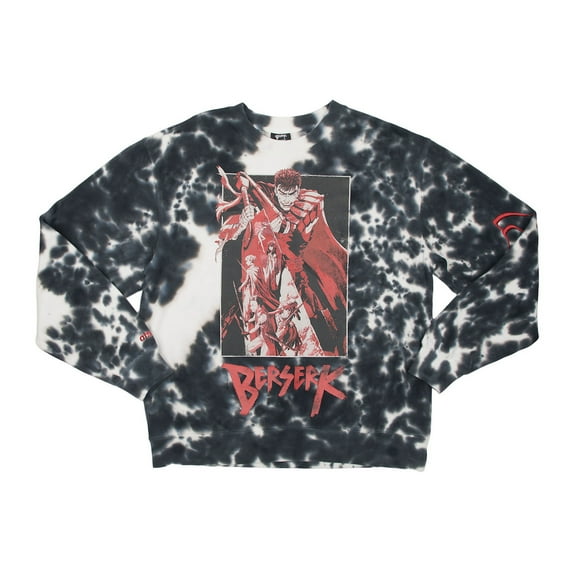 Berserk Conviction Arc Manga Character Art Adult Black Bleach Washed Crew Neck Long Sleeve Tee-Medium