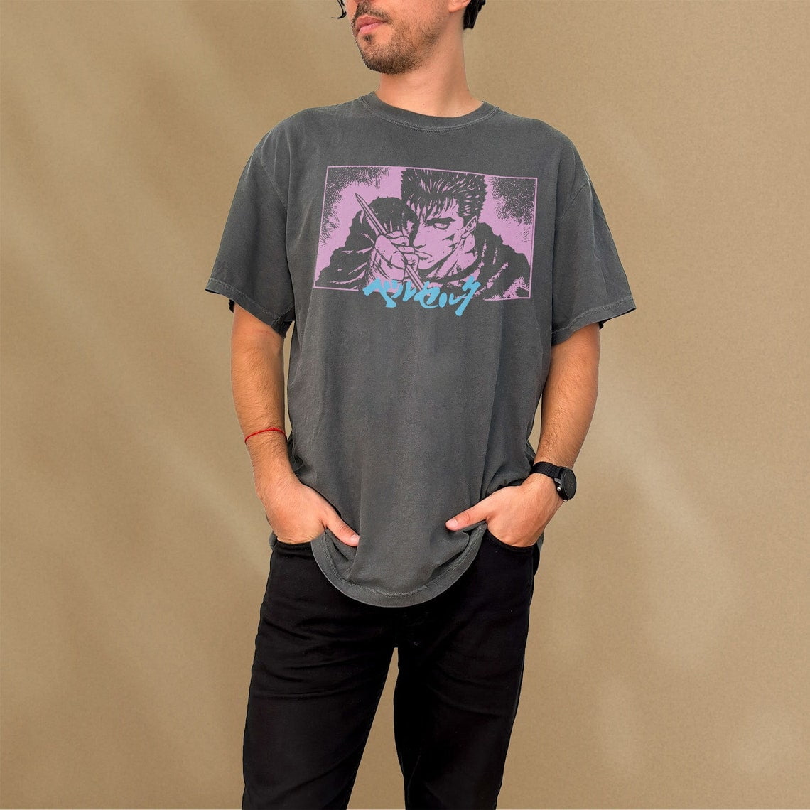 Berserk Grunge Anime Graphic TShirt, Vintage Japanese Manga Tee for