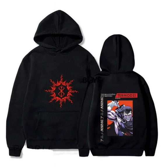Berserk Guts Hoodies100 cotton Japanese Anime Graphic Harajuku Gothic Hoody Men Unisex Hip Hop Streetwear Manga Sweatshirt Male Sudaderas
