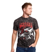 Berserk Guts & Monster Manga Art Mens Black Mineral Wash Crew Neck Short Sleeve T-shirt-Small