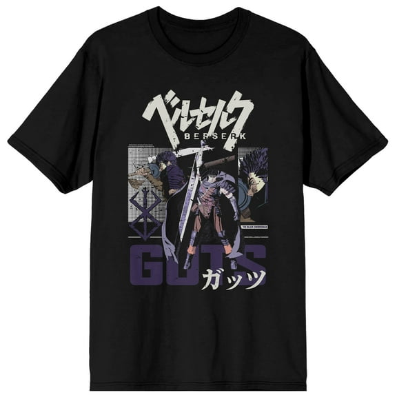 Berserk Guts Slick Squad Kanji Men's Black Short Sleeve Tee