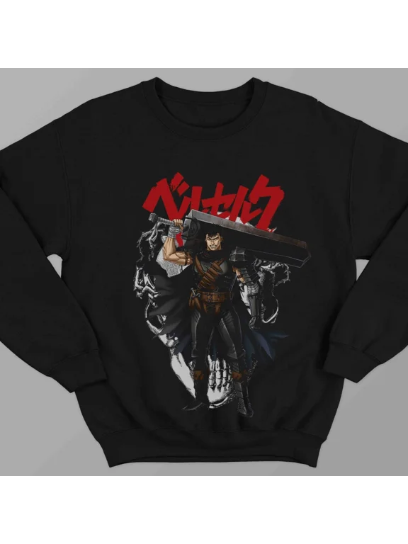 Berserk Guts Sweatshirt, Cozy Anime Manga Sweatshirt Sizes S-5Xl GooGate