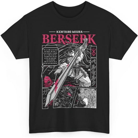 Berserk Manga Tshirt Mens,Japanese Anime Berserk Logo T-Shirt Unisex Round Neck Short Sleeve Tee Shirt