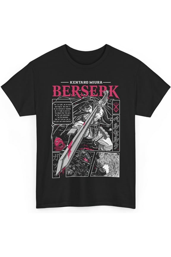 Berserk Manga Tshirt Mens,Japanese Anime Berserk Logo T-Shirt Unisex Round Neck Short Sleeve Tee Shirt