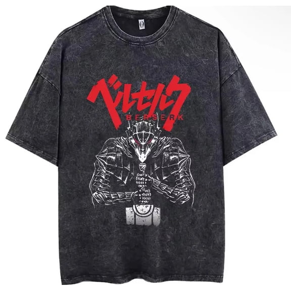 Berserk Men's Cotton Summer T-Shirts Vintage Tee Loose Fit Short Sleeve Casual Tshirts for Men Women 2XL