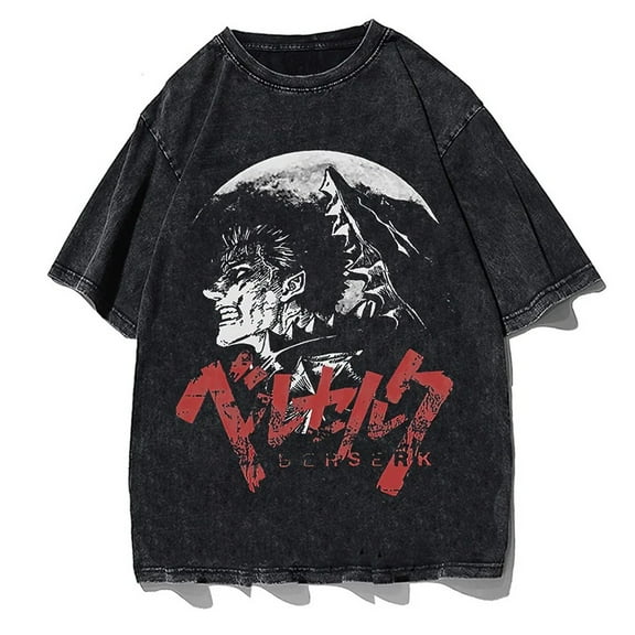 Berserk Men's Cotton Summer T-Shirts Vintage Tee Loose Fit Short Sleeve Casual Tshirts for Men Women L
