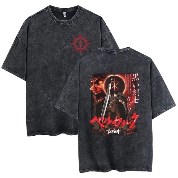 Berserk Men's Cotton Summer T-Shirts Vintage Tee Loose Fit Short Sleeve Casual Tshirts for Men Women L