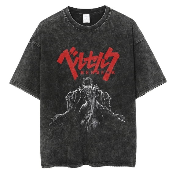 Berserk Men's Cotton Summer T-Shirts Vintage Tee Loose Fit Short Sleeve Casual Tshirts for Men Women M