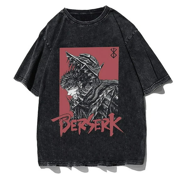 Berserk Men's Cotton Summer T-Shirts Vintage Tee Loose Fit Short Sleeve Casual Tshirts for Men Women M