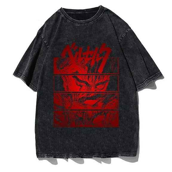 Berserk Men's Cotton Summer T-Shirts Vintage Tee Loose Fit Short Sleeve Casual Tshirts for Men Women S