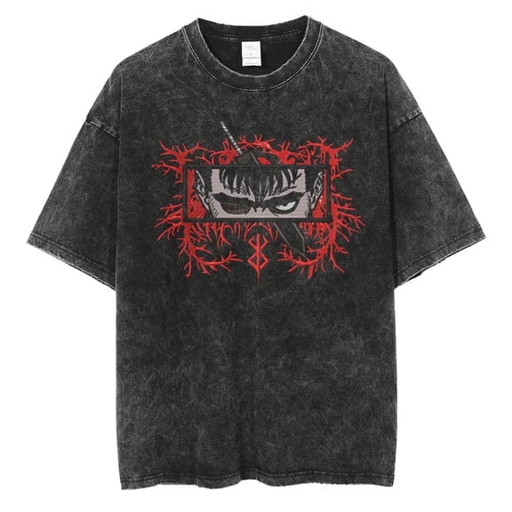 Berserk Men's Cotton Summer T-Shirts Vintage Tee Loose Fit Short Sleeve Casual Tshirts for Men Women XL