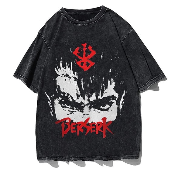 Berserk Men's Cotton Summer T-Shirts Vintage Tee Loose Fit Short Sleeve Casual Tshirts for Men Women XL