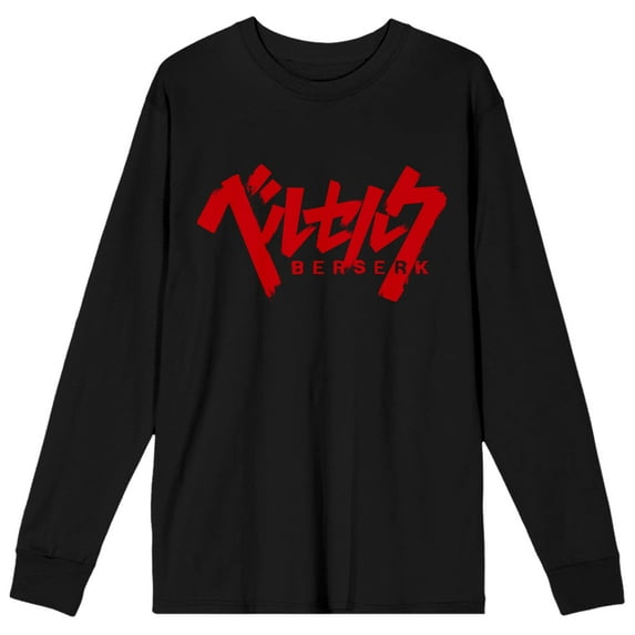 Berserk Red Kanji Logo Men's Black Long Sleeve Shirt-Small