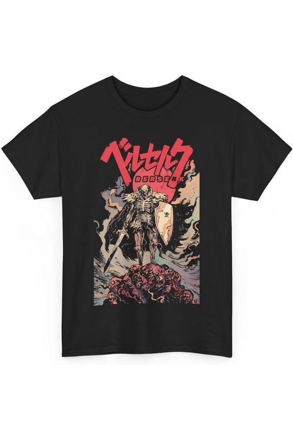 Berserk Skull Knight T-Shirt - Moonlit Gothic Armor Merch Casual Short Sleeved T Shirt Unisex Tee
