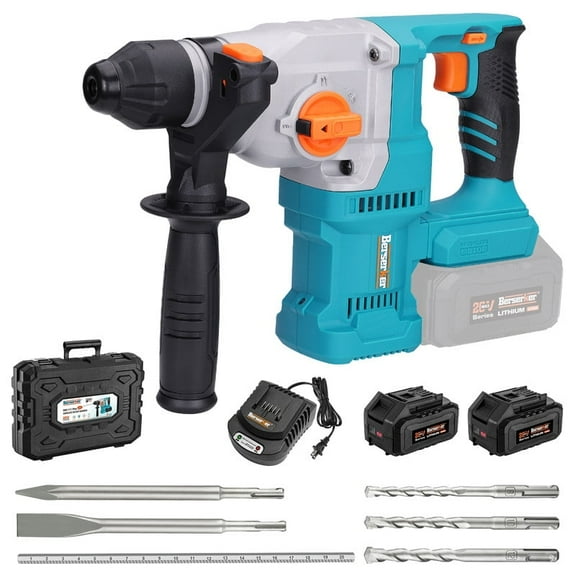 Berserker 20V Cordless SDS-Plus Rotary Hammer - Brushless motor, 4 modes, 2x4.0Ah battery 3.0A fast charger. Dual kickback control. Ideal for DIY work