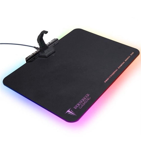 Berserker Gaming RGB Mouse Cable Bungee Management Support with Hard Surface Mouse Pad