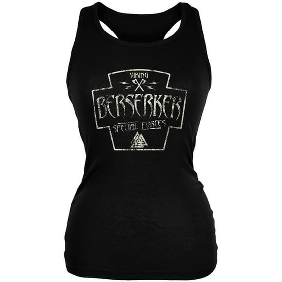 Berserker Viking Special Forces Retro Vintage Juniors Soft Tank Top Black MD