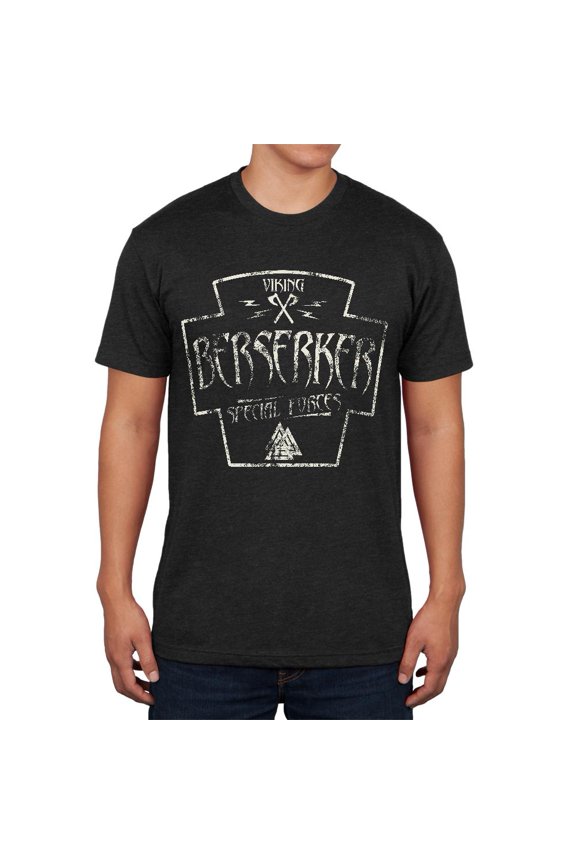 Berserker Viking Special Forces Retro Vintage Mens Soft T Shirt Vintage Black LG