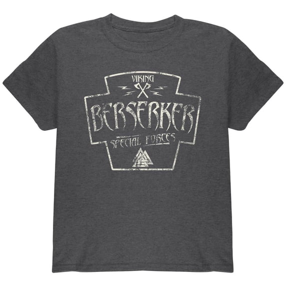 Berserker Viking Special Forces Retro Vintage Youth T Shirt Dark Heather YLG