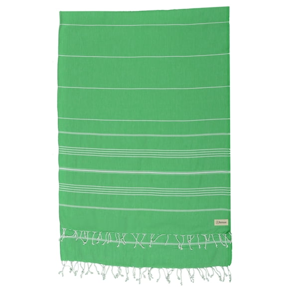 Bersuse 100% Cotton Anatolia XL Throw Blanket Turkish Towel - 61x82 Inches, Green (Set of 3)