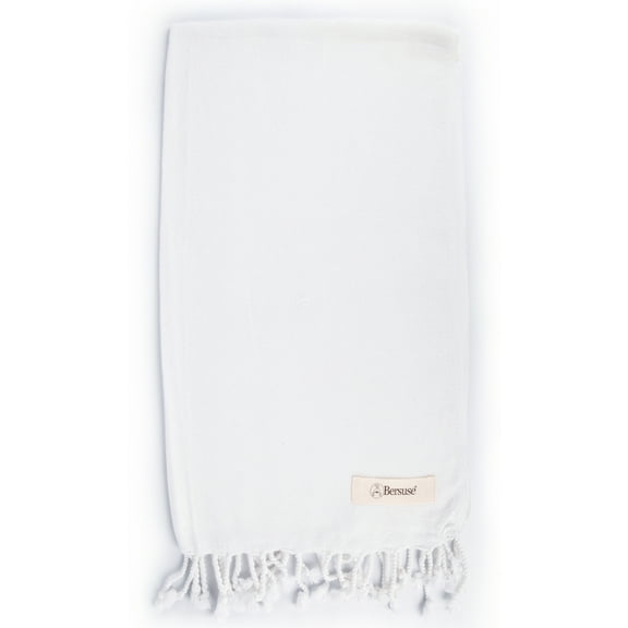 Bersuse 100% Cotton Laodicea Turkish Hand Towel - 23x43 Inches, White (Set of 3)