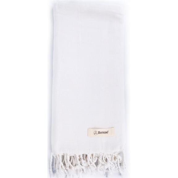 Bersuse 100% Cotton Laodicea Turkish Towel - 37x70 Inches, White (Set of 6)