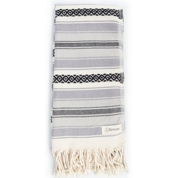 Bersuse 100% Cotton Sanjose Turkish Towel - 35x71 Inches, Anthracite (Set of 3)