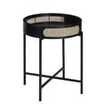 thumbnail image 1 of Bert 24 Inch Round End Table Rattan Apron Accent Metal Legs Black - Saltoro Sherpi, 1 of 6