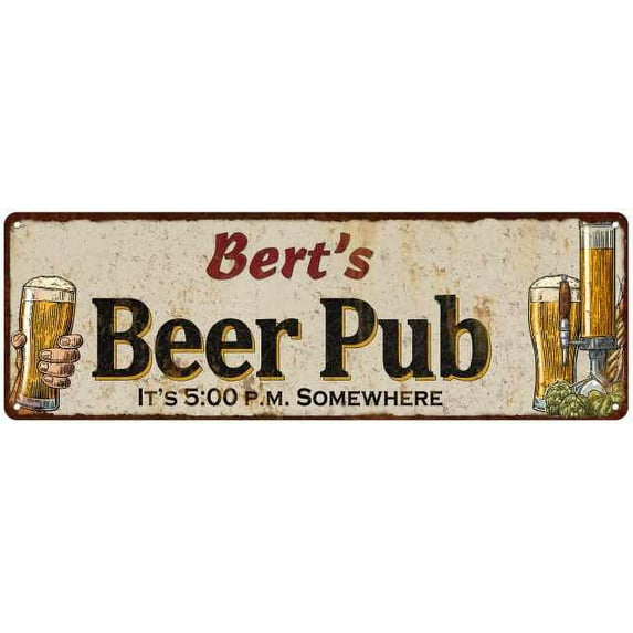 Bert's Beer Pub Gift Man Cave Bar Decor Gift 6x18 Sign 206180053039