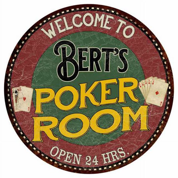 Bert's Poker Room 14" Round Metal Sign Kitchen Bar Wall Decor 100140034039