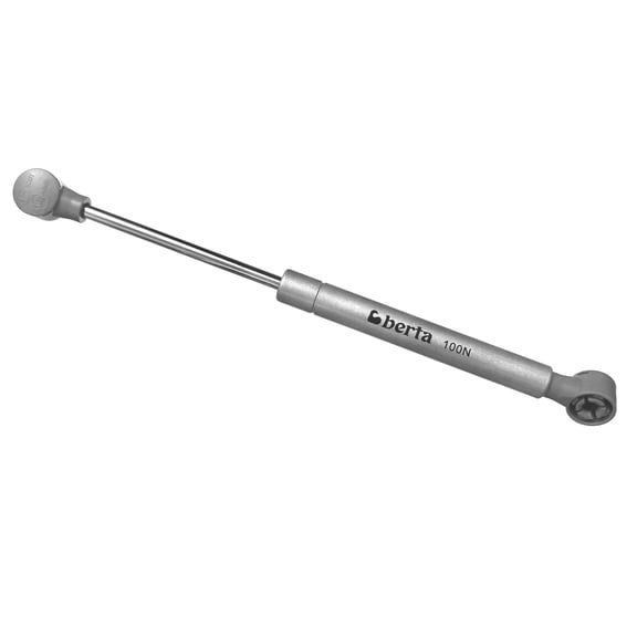 Berta 10 Inch 100N/22 LB Hydraulic Soft Open Gas Springs/Struts for Cabinets, Furniture Cabinet Doors Lift/Lid Stay/Support Hinges for RV Platforms with Brackets and Screws (4, Silver) C33