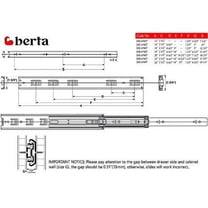 Berta (10 Pairs) Soft Close 16 Inch Ball Bearing, Side Mount Heavy Duty Steel Material, 100 lbs. Load Rating, Full Extension Drawer Slides Hardware with Screws (16 in Drawer Slides)