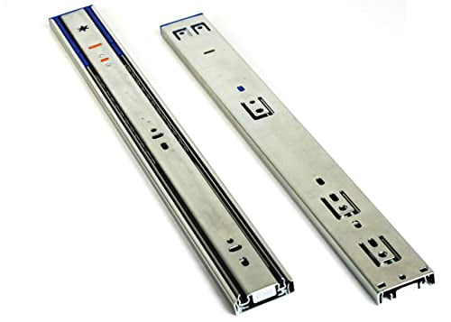 Full Extension Side Mount Drawer Slides – 450mm (17.7") Length, 100 Lb Load Rating, Bright Zinc Finish-692196