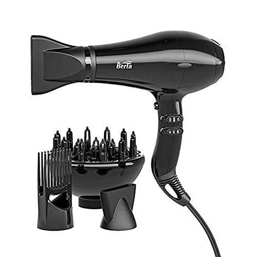 Berta 1875W Hair Dryer Negative Ionic Blow Dryer Attachments,