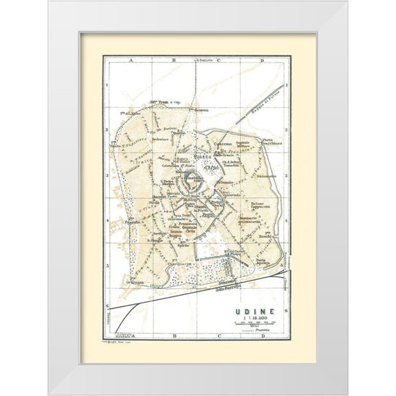 Bertarelli 11x14 White Modern Wood Framed Museum Art Print Titled - Udine Italy - Bertarelli 1914