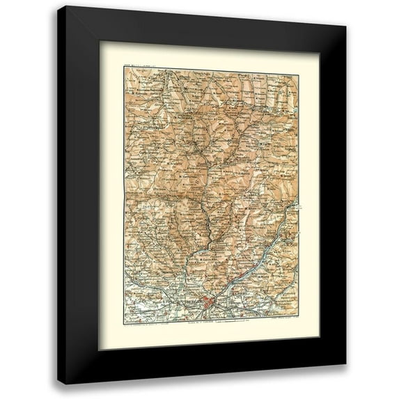 Bertarelli 15x18 Black Modern Framed Museum Art Print Titled - Piazza Region Italy - Bertarelli 1914