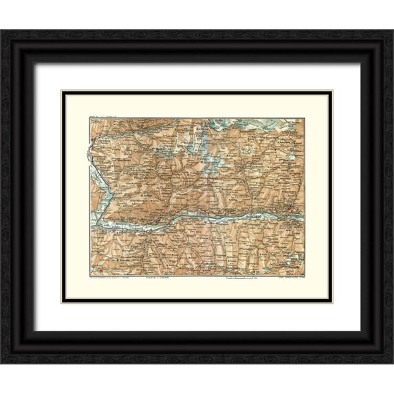 Bertarelli 18x15 Black Ornate Wood Framed with Double Matting Museum Art Print Titled - Sondrio Region Italy - Bertarelli 1914