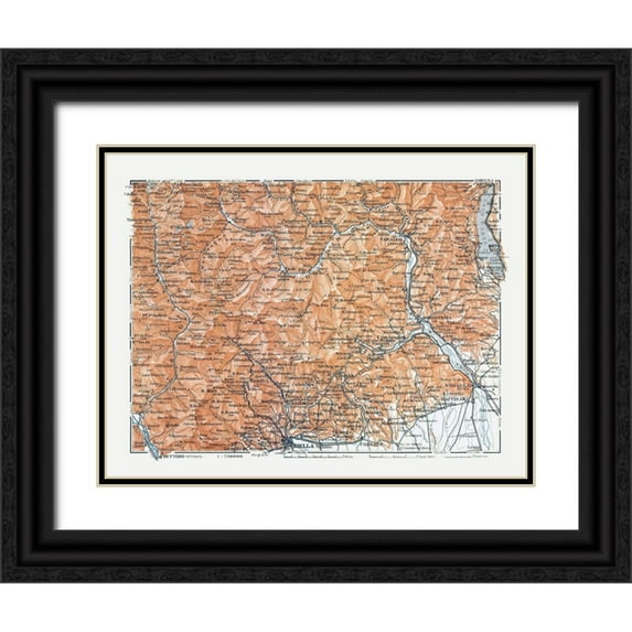 Bertarelli 24x19 Black Ornate Wood Framed with Double Matting Museum Art Print Titled - Northern Biella Region Italy - Bertarelli 1914