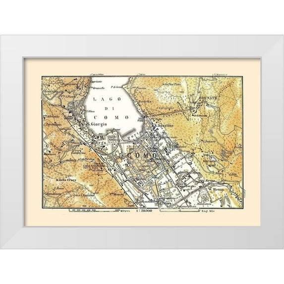 Bertarelli 32x24 White Modern Wood Framed Museum Art Print Titled - Province of Como Italy - Bertarelli 1914