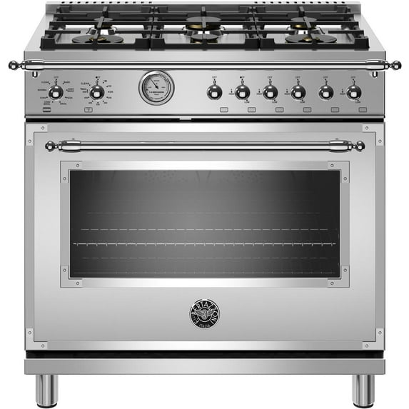 Bertazzoni Heritage 36 inch All Gas Range, 6 Burner - HERT366GASXT