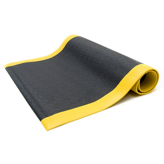 Bertech Anti-Fatigue Floor Mat 3 ft. x 12 ft. Black w/YL Border (AFTX38-3x12BLKYBBEV)
