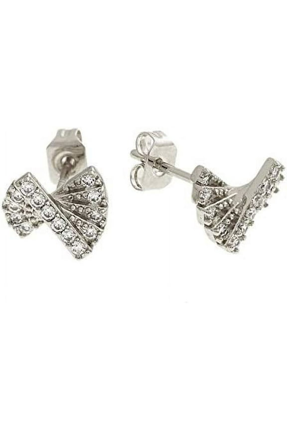 BRJ10558EO Sophia Collection 18K Plated Fan Fashion Earrings for Womens, White Gold