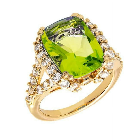 Bertha BRJ10640R7 Juliet Women 18k Yellow Gold Plated Light Green Statement Fashion Ring - Size 7