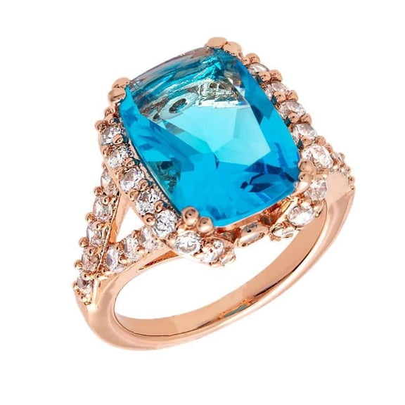 Bertha BRJ10641R7 Juliet Collection 18K Plated Blue Statement Fashion Ring for Womens, Rose Gold - Size 7