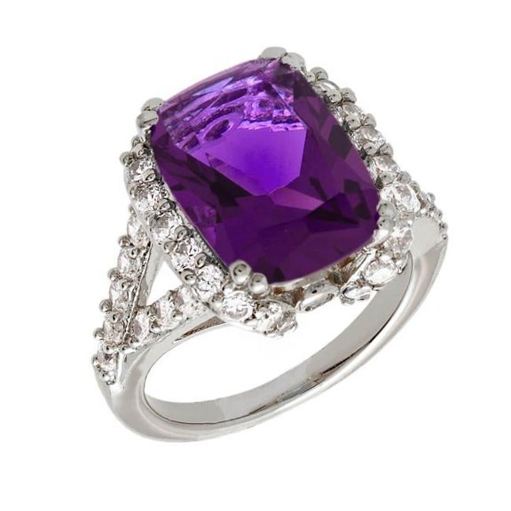 Bertha BRJ10644R6 Juliet Women 18k White Gold Plated Purple Statement Fashion Ring - Size 6