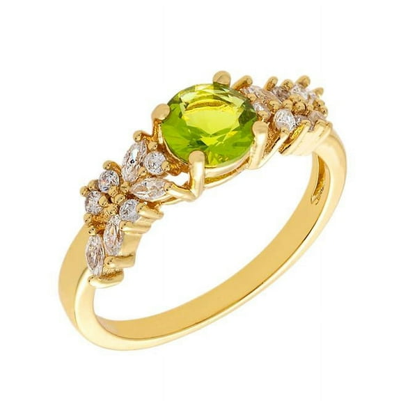 Bertha BRJ10690R6 Juliet Women 18k Yellow Gold Plated Light Green Cluster Fashion Ring - Size 6