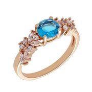 Bertha BRJ10691R9 Bertha Juliet Collection Women's 18k Rose Gold Plated Light Blue Cluster Fashion Ring Size 9