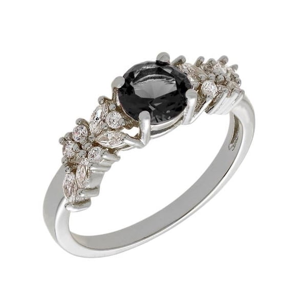 Bertha BRJ10692R6 Juliet Women 18k White Gold Plated Black Cluster Fashion Ring - Size 6
