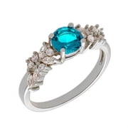 Bertha BRJ10695R9 Bertha Juliet Collection Women's 18k WG Plated Light Blue Cluster Fashion Ring Size 9