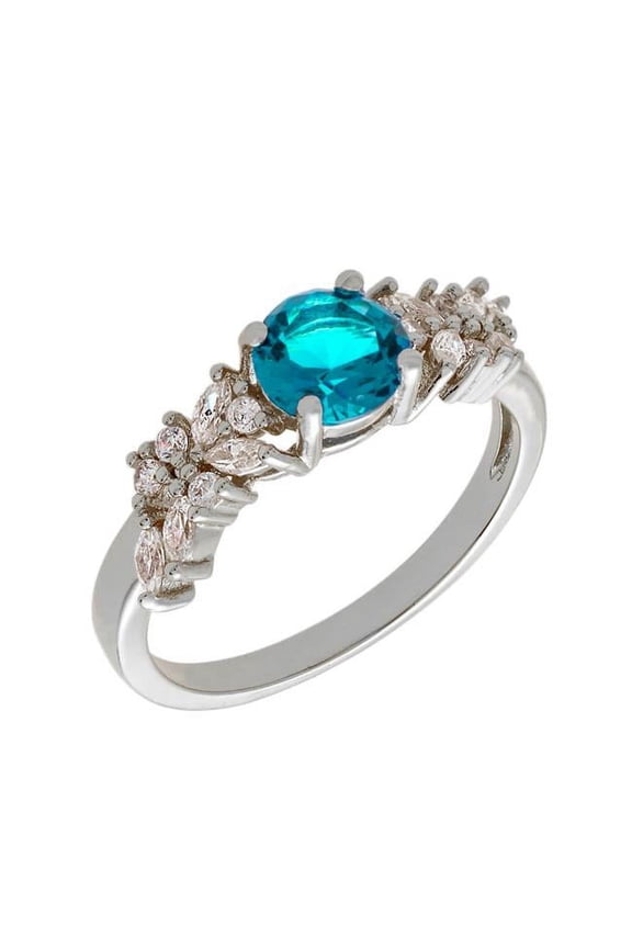 BRJ10695R9 Bertha Juliet Collection Women's 18k WG Plated Light Blue Cluster Fashion Ring Size 9